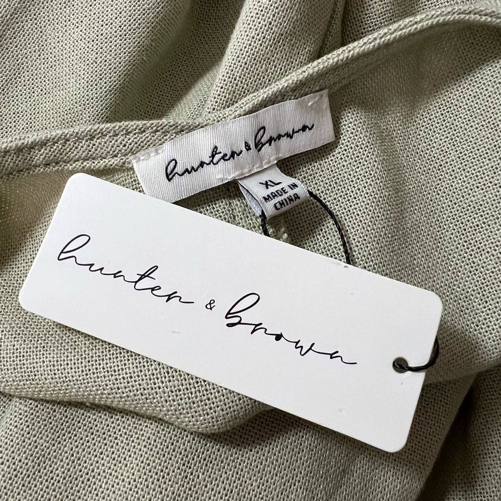 NEW HUNTER & BROWN Flowy‎ Casual Jumpsuit XL linen blend beige romper - Picture 9 of 10